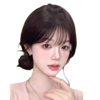 No Hair Clips Hair Toppers Wigs with Bangs Middle Part Fringe Hair Pieces  Increase Hair Volume Style 2 Brown Black black