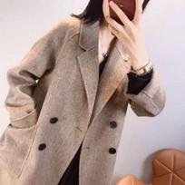 Womens Herringbone Wool Blend Coat Winter Loose Fit Oversized Blazer Jacket With Notched Lapel L Recommended for bust 111-125cm