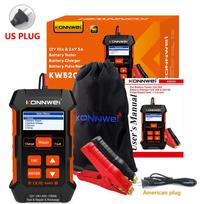 KONNWEI KW520 3-in-1 Lead Acid Battery Tester 12V 10A 24V 5A Charger Pulse Repair Tool Cranking Charging Test for Car Truck AGM black