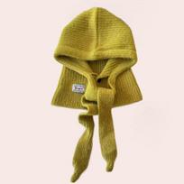 Balaclava hat women's hooded scarf autumn and winter new versatile knitted wool hat scarf integrated M（56-58cm） brown