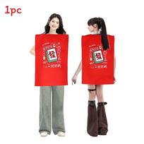 Mahjong Scratch Tickets Halloween Costume Jumpsuit For Adult Stage Performances Queen of Spades red