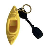 Kayak Keychain with Paddle Charm, PET PLA Decorative Key Ring with Chain for Keys, Backpacks, and Zipper Pulls geltona