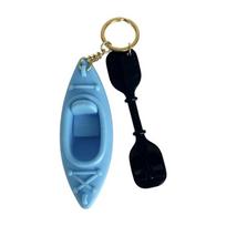 Kayak Keychain with Paddle Charm, PET PLA Decorative Key Ring with Chain for Keys, Backpacks, and Zipper Pulls mėlyna