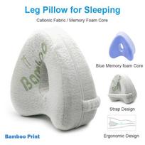 Orthopedic Memory Foam Leg Pillow With Heart Shape Design For Superior Knee Support And Sciatica Relief Bamboo Print