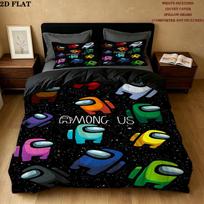 Among Pattern Bedding Quilt Set Quilt Cover Pillowcase Home Birthday Gift(1 * duvet cover + 2 * pillowcase, without core) 200x200cm
