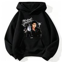 2026 New Unisex Oversized Hoodie Michael Jackson Collage Portrait Front Print Streetwear Autumn Winter Pullover Sweatshirt XL black