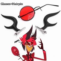 Alastor Hazbin Cosplay Kostiumas Hotel Radio Demon Cosplay Raudonas Švarkas Marškiniai Kelnės Pirštinės Kaklaraištis Uniforma Helovinas Pilnas XXXL black