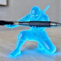3D Printed Luminous Ninja Pen Holder Ninja Character Multi-Functional Desk Ninja Ornament Plastic Ninja Shaped Pen Stand Office