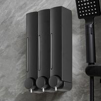 380ML Shampoo Shower Gel Container Reusable Hand Sanitizer Dispenser Liquid Soap Dispenser  Kitchen Black-Triple