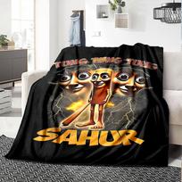 Thunderous Tung Tung Sahur Flannel Blanket Super Soft Warm Cozy Blanket For Sofa Bed Office Travel Allseason Home Decor Gift 130cmx150cm