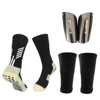 Football Equipment Adults Kids Soccer Shin Guards With Pocket Cover Calf Sleeve Non Slip Soccer Sock With Football Leg Shinguard 1 LT-Black Set M(EU34-38)