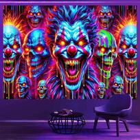 VIKAMA Neon Evil Clown Tapestry Decoration Cloth Cyberpunk Living Room Sofa Background Wall Room Decoration Home Decoration 100X150CM