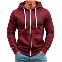 Men's Casual Color Hoodie for Spring and Fall XXL raudona