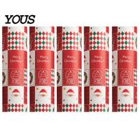 Santa Claus Pattern Gift Wrap 5 Sheets Christmas Wrapping Paper Set, Large with Birthday Packaging Supplies Double-Sided Tape And Bows, Snowflake D