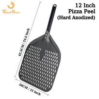 SHANGPEIXUAN 16/14/13/12 Inch Perforated Pizza Peel Rectangular Pizza Shovel Aluminum Hard Coating Pizza Peel Paddle Short Tool 1 12 inch 62 cm gray