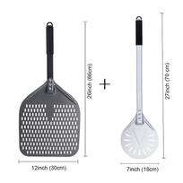 SHANGPEIXUAN 16/14/13/12 Inch Perforated Pizza Peel Rectangular Pizza Shovel Aluminum Hard Coating Pizza Peel Paddle Short Tool 1 12inch and 7inch Set