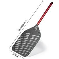 SHANGPEIXUAN 16/14/13/12 Inch Perforated Pizza Peel Rectangular Pizza Shovel Aluminum Hard Coating Pizza Peel Paddle Short Tool 1 Red Handle 12inch