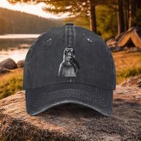 Thinking Monkey Pattern Washed Baseball Cap for Golf Casual Outdoor Unisex Unisexs Hat A2 black