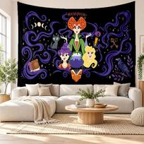 Hocus Pocus Sanderson Sisters Wall Tapestry Home Decor Hanging Cloth Art Background Tapestry for Bedroom 100cmx150cm blue