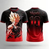 Dragon Ball Vegeta Super Saiyan Jersey T-shirt 3D Print Anime Tee Sportswear Men Women Fans Streetwear Family Matching Outfits L black