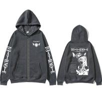 Anime Death Note Misa Zipper Hoodie Men Women Y2k Casual Oversized Zip Up Jacket Coat Unisex 90s Manga Cosplay Zip Up Sweatshirt L black