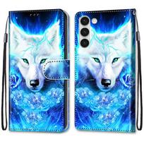 Prabangus dažytos odos dėklas piniginė knygutės stiliaus apsauginis viršelis Samsung Galaxy S25 Ultra S24 S23 S22 S21 S20 Ultra Plus S21FE S21Ultra S22Ultra Samsung Galaxy S25 Ultra blue