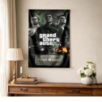 Gta Customize Text Tapestry Boho Wall Hanging Machine Washable Suitable for Living Room Decor Multi-purpose for All Occasions 100cmx150cm gray