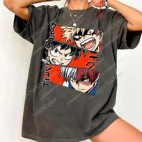 My Hero Academia Kids T‑Shirt Deku Bakugo & Todoroki Anime Graphic T‑Shirt Fan Gift Tee Summer High‑Quality Tops 150 auksas