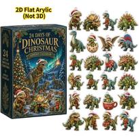 2D plokščias dinozaurų parko Kalėdų atgalinės atskaitos kalendorius su 24 staigmenomis. Kalėdų advento kalendorius Helovino Kalėdoms One Size
