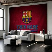 Individualus vardas FC Barcelona spausdinta gobelenas – Sieninė dekoracija miegamiesiems, bendrabučiams ir namams 180cm x 230cm