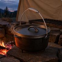 Cast Iron Dutch Oven Matte Finish Kitchen Cookware Side Lugs black