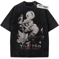 Wash Tee 2B Shirt, NieR:Automata Shirt, Game Shirt, Vintage T-Shirt 110 gray