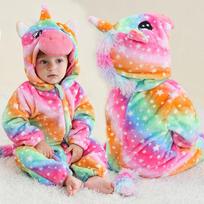 Winter Baby Rompers Baby Pijamas Panda Tiger Leopard Monkey Fox Animal Cartoon Hooded Jumpsuits Cosplay Costume Boys Girl Pajama 70 (0-6M)