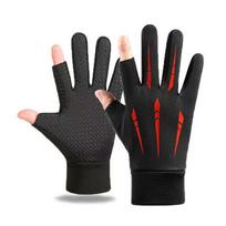 Neperšlampamos pirštinės su pilnais pirštais, neslystančios, apsauginės pirštinės jojimui, atsparios šalčiui, vyrams/moterims Red Two Finger black