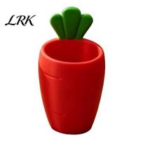 Cute Desk Organizer for Girls 3D Printed Carrot Pen Holder, Desktop Pencils and Makeup Compact Pencil Pot Brushes, Large Capacity Stationery raudona