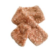 Minkšta pūkuota kryžmai rišama skara Storas šiltas pliušinis kaklo šildytuvas Su elniuko raštu dirbtinio kailio skara Mergaičių dovana Style D brown