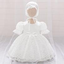 Baby Girl Lace Baptism Dress Princess Tutu Gown Toddler Girls Party Ceremony 18-24 Months white