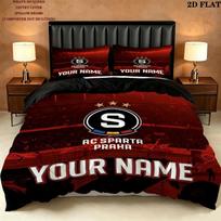Custom Name Sparta Praha Pattern Bedding uilt Set uilt Cover Pillowcase Home Decoration Birthday Gift (1 * duvet cover + 2 * pillowcase without core) 135x200cm brown