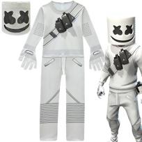 Vaikų DJ Marshmello Cosplay Helovino kostiumas berniukams, mergaitėms 842 Kombinezonas Karnavalo vakarėliui Elektrinių skiemenų Bodysuit 150cm(10T) gray