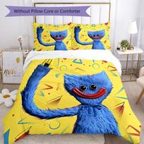 3pcs Huggy Wuggy Bedding Set Duvet Cover Closure Includes 1 Duvet Cover & 2 Pillowcases, Soft and Comfortable for All Seasons. 140cmx200cm