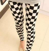 Women's Slim Fit Houndstooth Milk Silk Leggings - Spring/Summer Korean Style Pencil Pants. One Size black