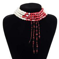Helovino Choker Gotikinis Lašo formos Karoliai Dirbtinio Perlo Gotikinis Lašo formos Sagė Moteris StyleB red
