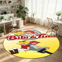 Bibi Blocksberg Printed Round Crystal Velvet Rug Soft Non Slip Floor Carpet For Bedroom Holiday Gift 80cmx80cm beige