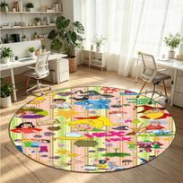 Bibi Blocksberg Printed Round Crystal Velvet Rug Soft Non Slip Floor Carpet For Bedroom Holiday Gift 150cmx150cm