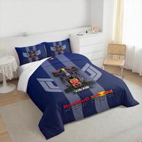 Red Bull Racing F1 Car Top View Bedding set (1 duvet cover, 2 pillowcases, duvet not included), Formula One Motorsport Art Print 135x200cm gray