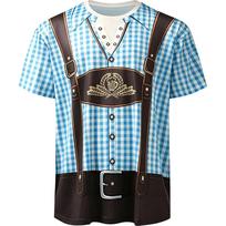 Oktoberfest kostiuminiai marškiniai vyrams/moterims Oktoberfest bavariški marškinėliai Juokingi 3D spalio šventės Lederhosen trumpomis rankovėmis XXXL black