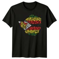 Zimbabwe Map Flag Africa Travel Mens T-Shirt Womens Tee Graphic Unisex Top XL black