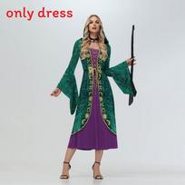 Helovino Ragana Crazy Suknelė su Gobtuvu ir Skaitmenine Spauda Kostiumų vakarėliams Green,XL black