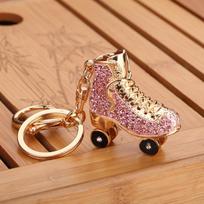 Shiny Rhinestone Roller Skates Keychain Key Chain For Women Phone Keyring  Bags Dangle Charm Keychain Bag Pendant Pendant rožinė