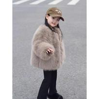 Girls Thickened Faux Fox Fur Coat Kids Autumn Winter Fashion Warm Outerwear 150cm ruda